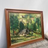 Old paysgae painting oil on canvas assembly