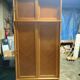 Vintage sliding wardrobe with 2 shelves, Scandinavian inspiration.