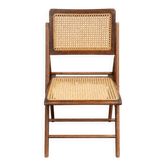 Chaise pliante vintage en bois et cannage – Années 60/70