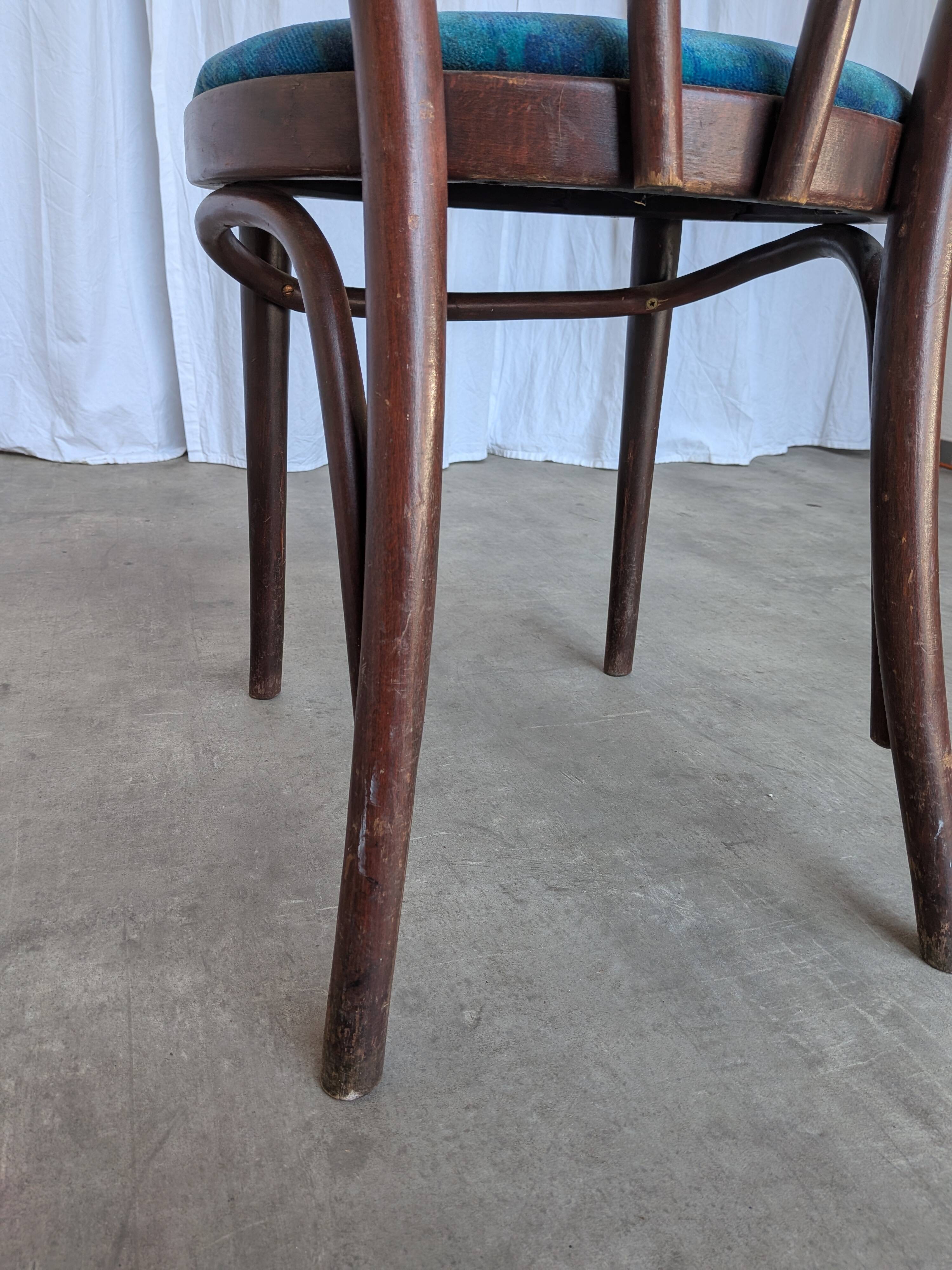 Vintage Bentwood Chair with Upholstered Seat / Thonet Style Dining Chair /