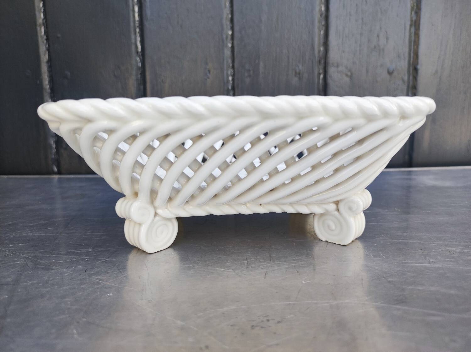 Vintage basket, woven ceramic fruit bowl