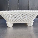 Vintage basket, woven ceramic fruit bowl
