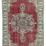 Turkish hand-knotted rustic 1970s beige carpet 190 cm x 291 cm