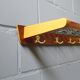 Wall coat rack with hat shelf made of wood and cords, Mid Century coat rack