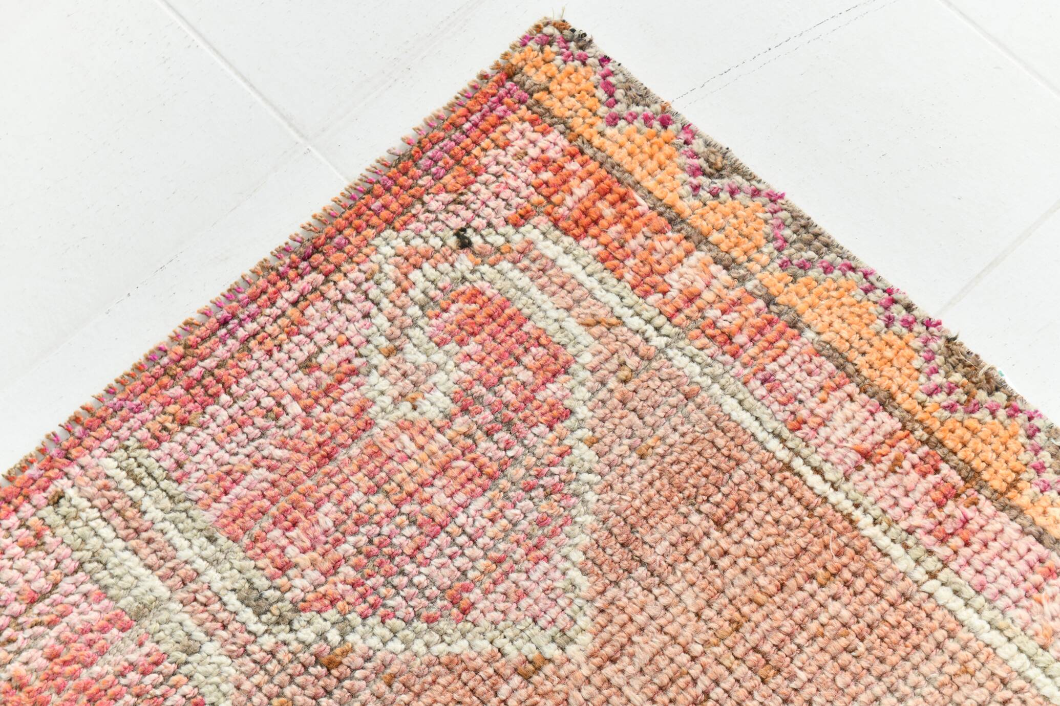 Pink & Orange Oriental Vintage Runner Rug, 101x301Cm