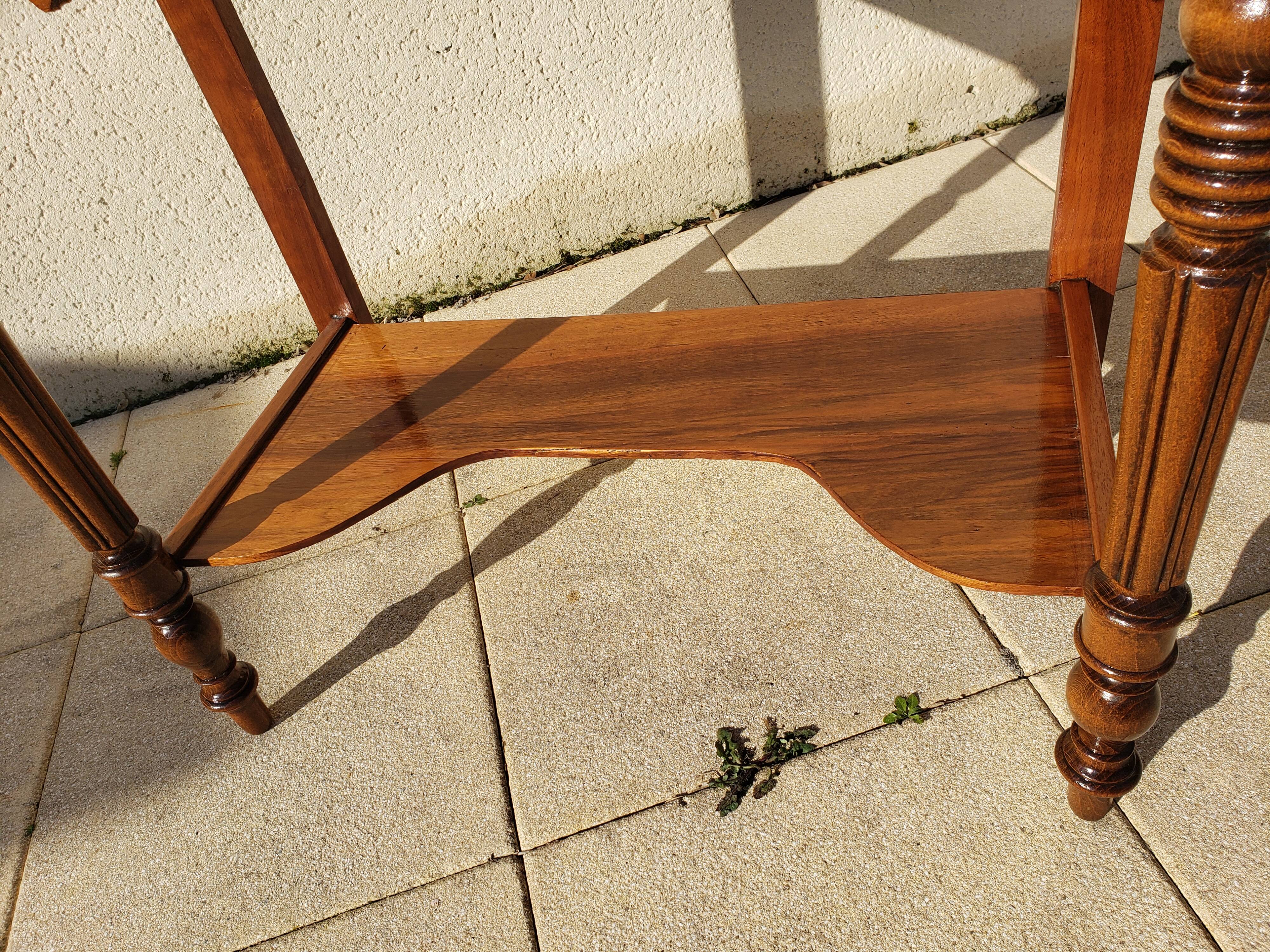 Vintage console hairdresser in walnut, Art Deco Louis Philippe style.