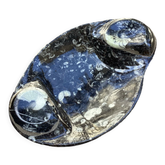 Plateau vide poche en pierre fossilisée