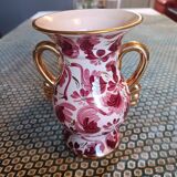 Henri Béquet porcelain vase – Medici shape – Red floral decoration