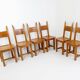Ensemble de 6 chaises en chêne brutalistes - années 1970