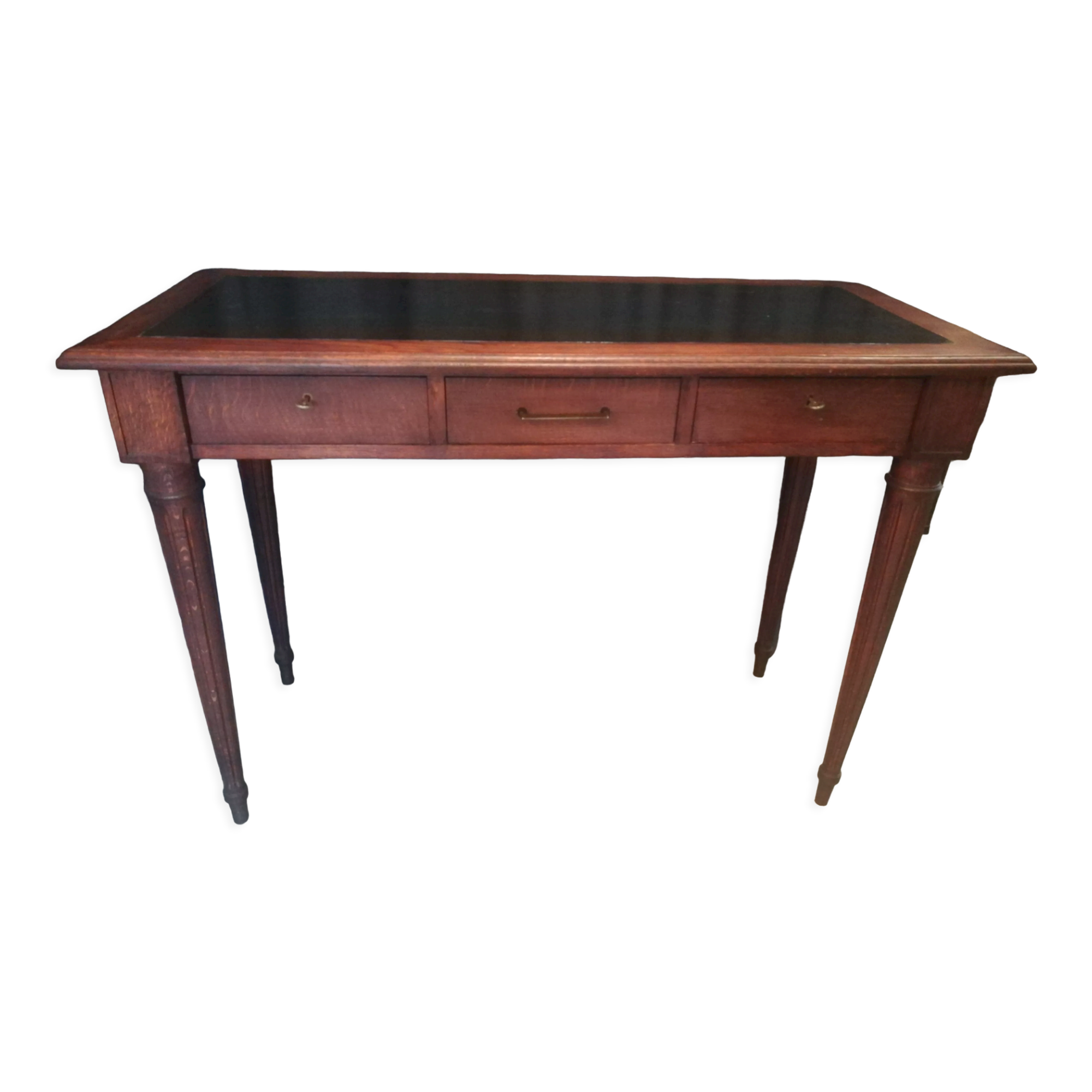 Louis XVI style console table in oak and leather