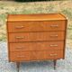 Vintage walnut varnished chest of drawers with 4 drawers from the 1960s.