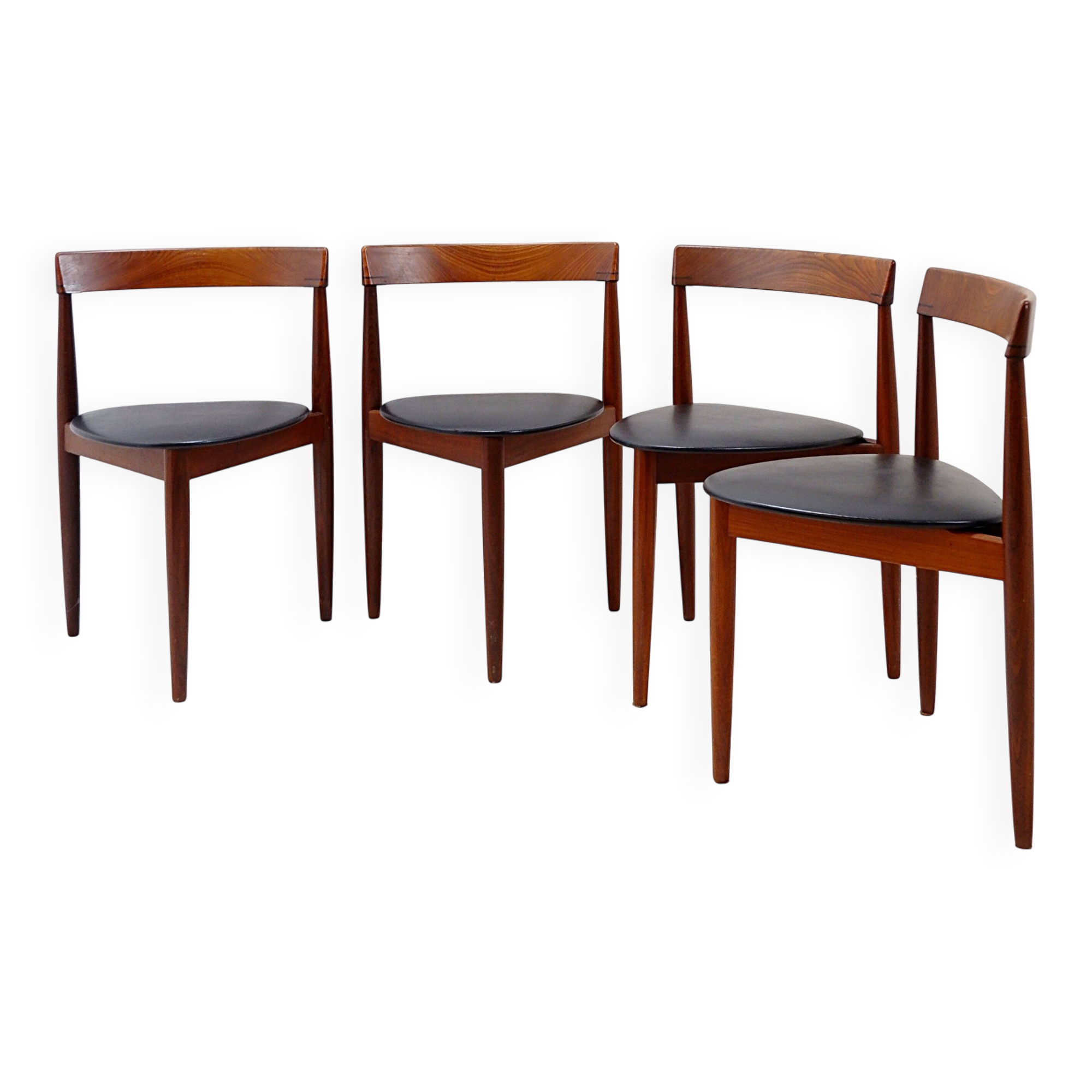 Set of 4 "Roundette" teak chairs by Hans Olsen for Frem Røjle, 1950s