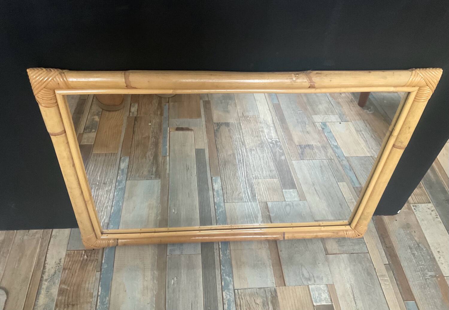 Vintage rattan mirror 76x54cm from the 70s
