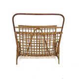 Scandinavian rattan magazine rack, Sweden, 1950
