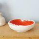 Large hollow ashtray in red and white earthenware, 50s or 60s