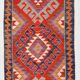 3x12 Kilim Red & Purple  Runner Rug, 102x355Cm