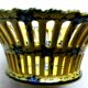 Malicorne cup, yellow enamel and blue flowers signed TE Emile Tessier