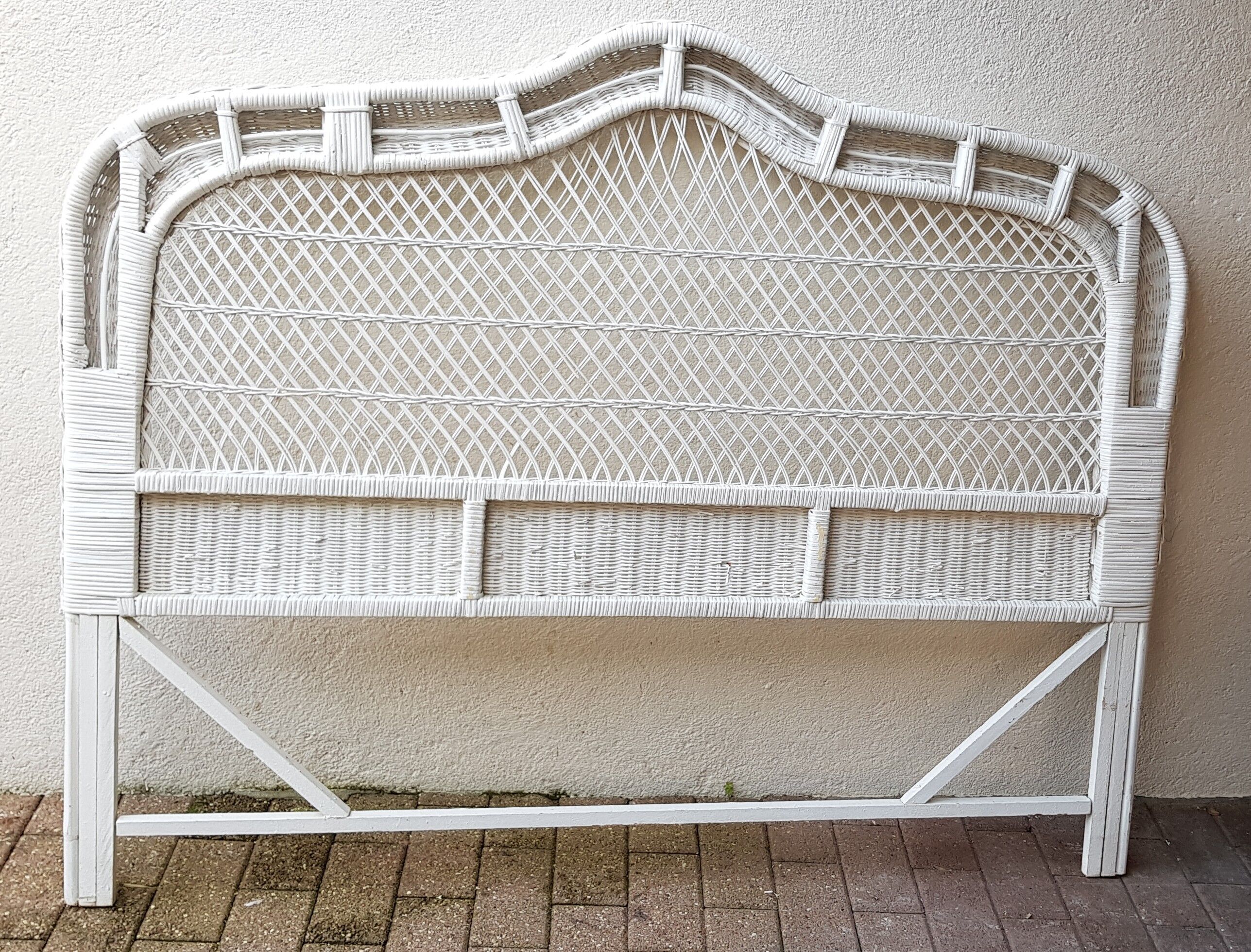 White wicker bedhead  70