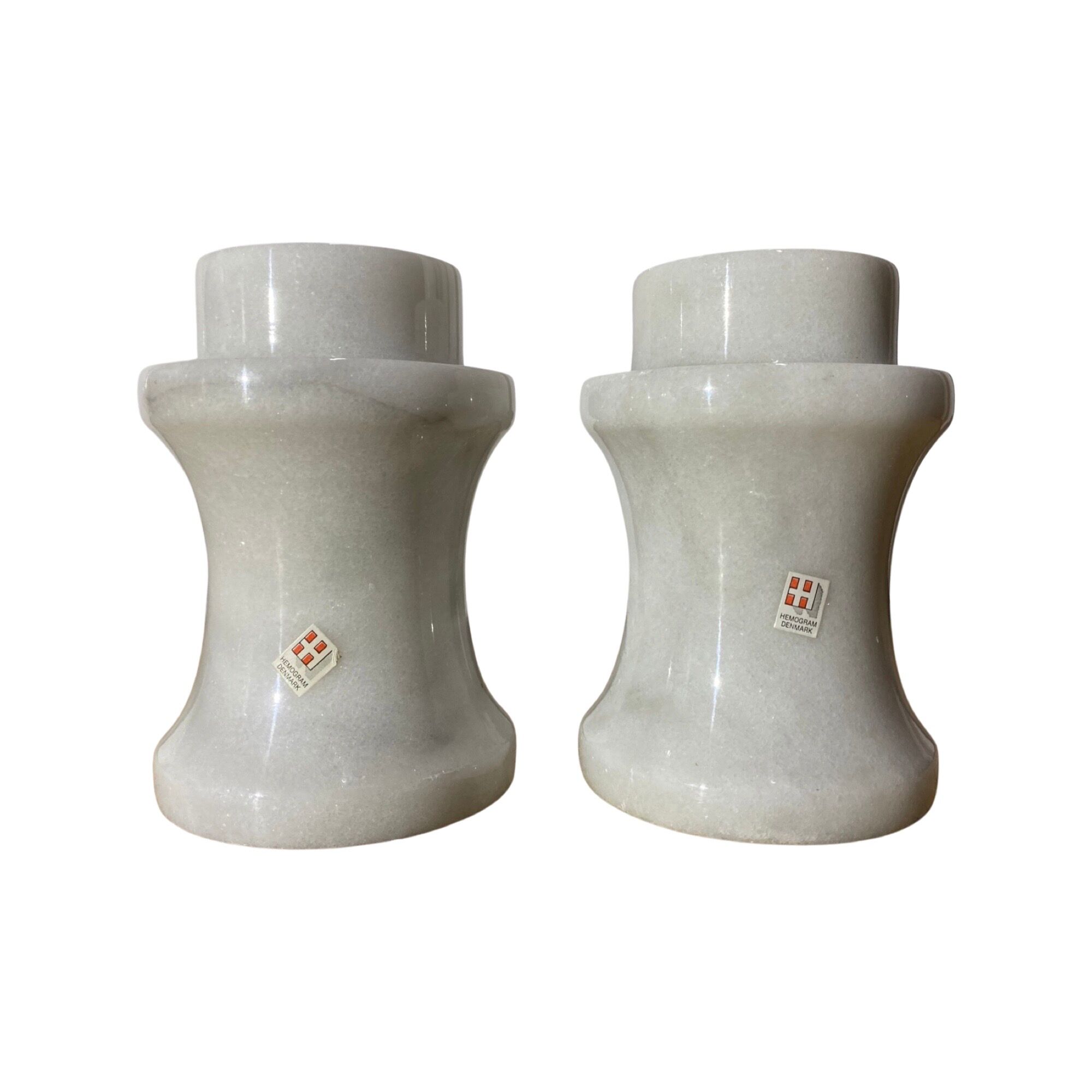2 Vintage HEMOGRAM Denmark Marble Candlestick Holders | Set of 2 Candle Stick Holders