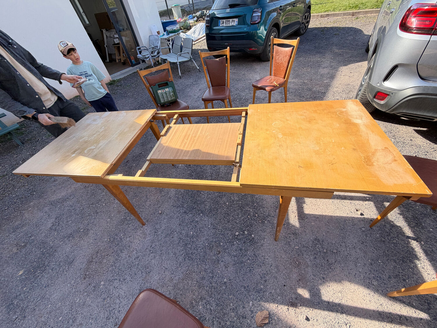 Vintage extendable table from the 60s - central extension.
