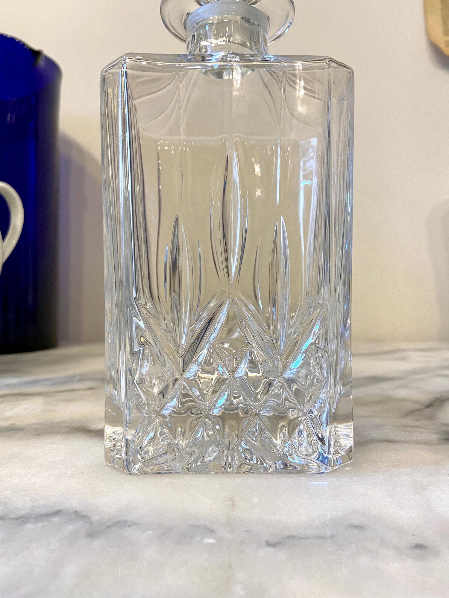 Chiseled glass whiskey decanter