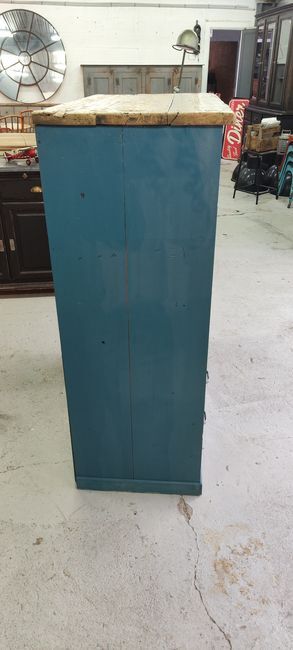 Old workshop furniture four drawers original blue patina