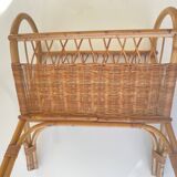 Old rattan magazine rack from the 70s