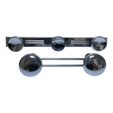 two vintage chrome metal coat hooks
