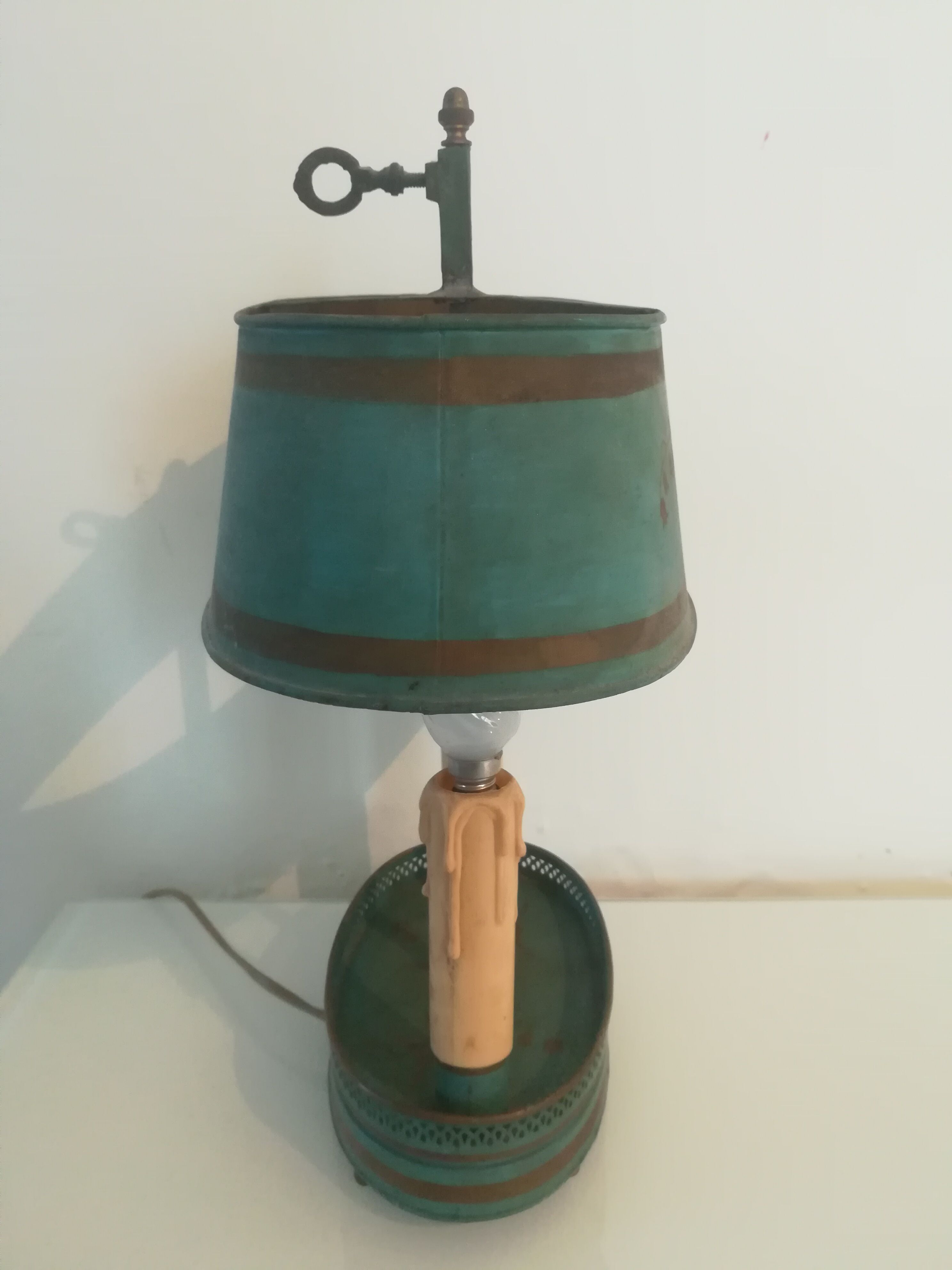 Painted metal hot water bottle lamp