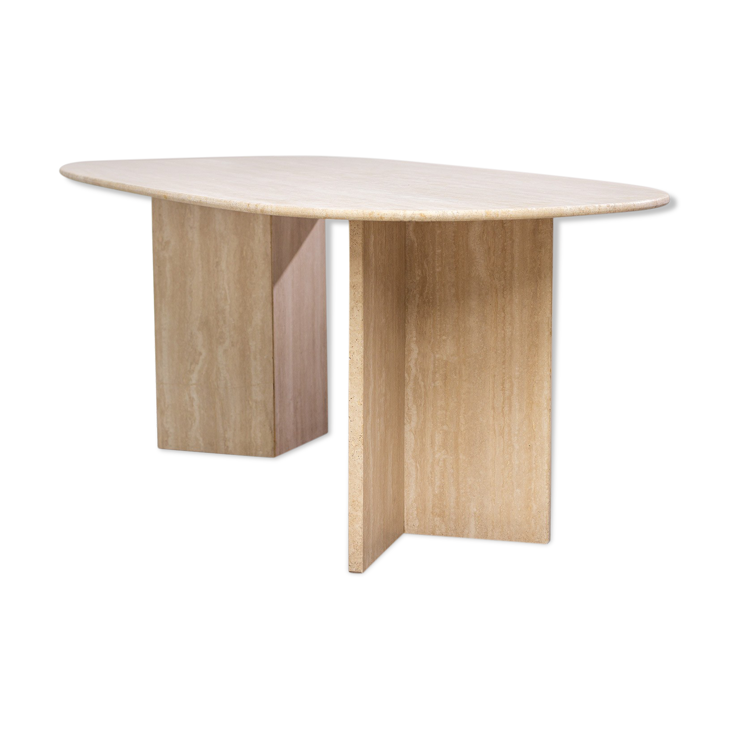 1970 oval architectural travertine dining table