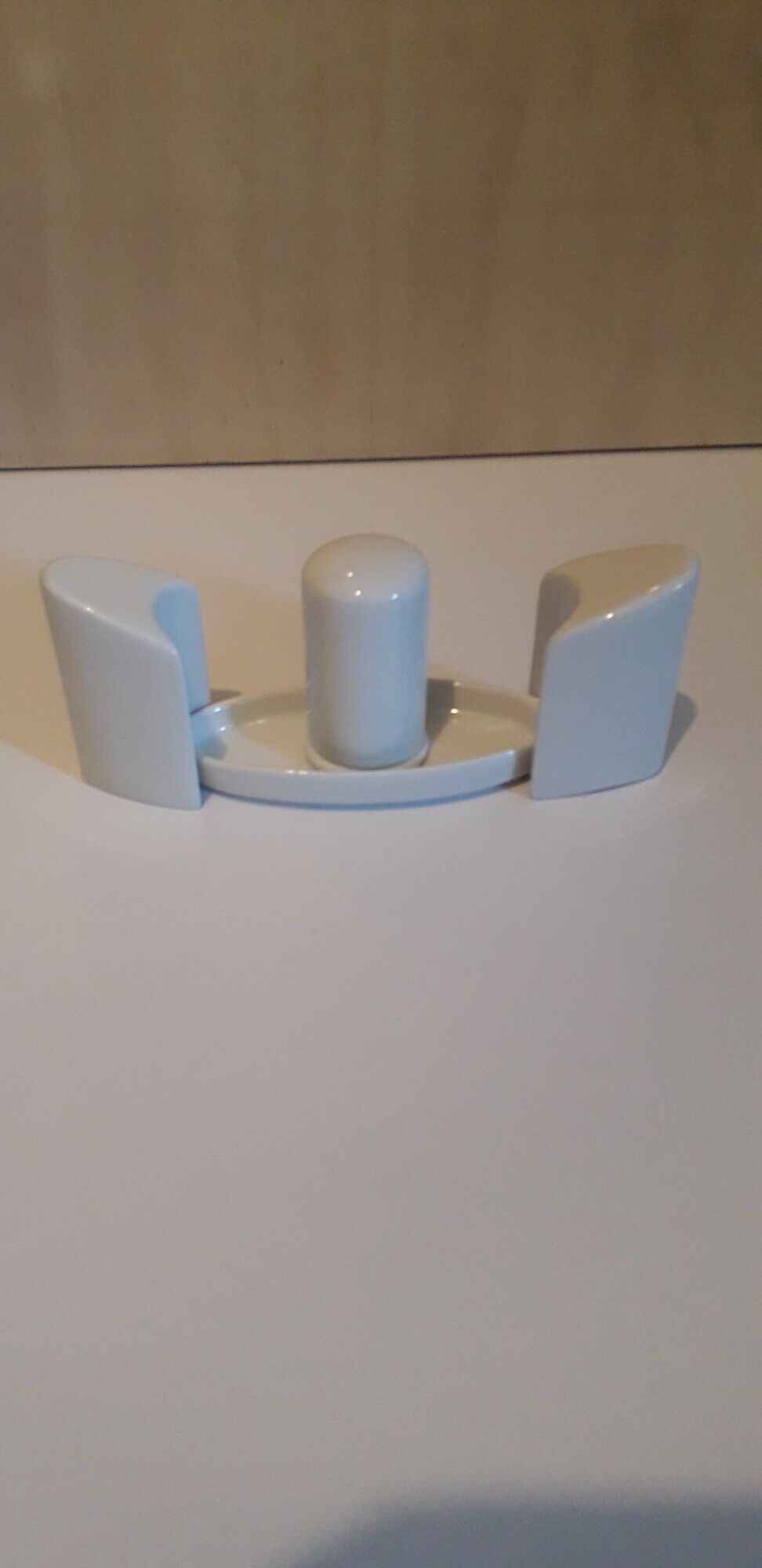 Set salt shaker, pepper tree and covered ceramic pot on small tray