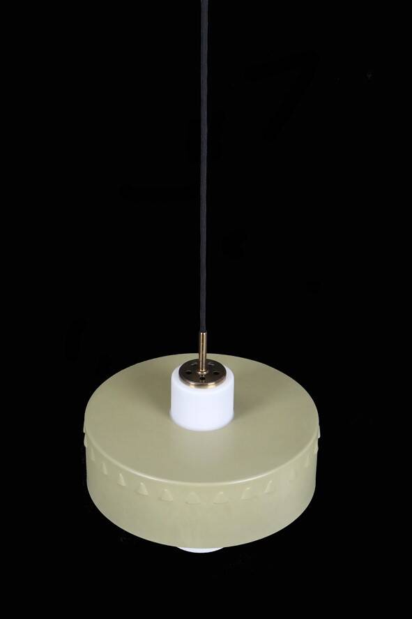 Mid-century pendant lamp / opal glass / brass / light green / Danish modern design / 1960s / 1970s
