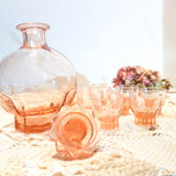 Art Deco-style pink liquor service