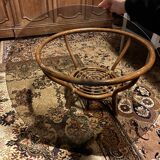 Rattan coffee table with blown glass top