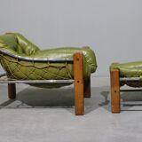 Leather Armchair and Ottoman by Jean Gillon
