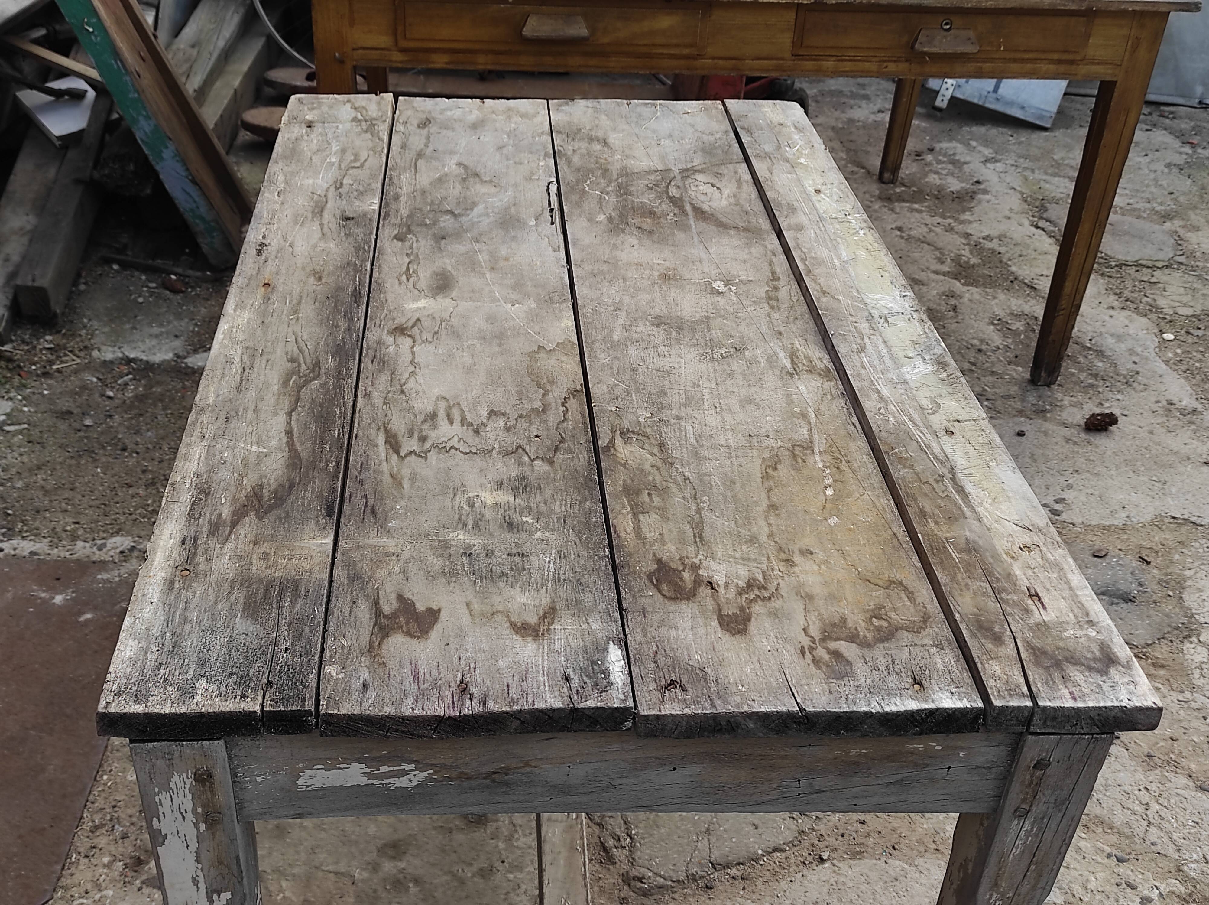 White patinated workshop table