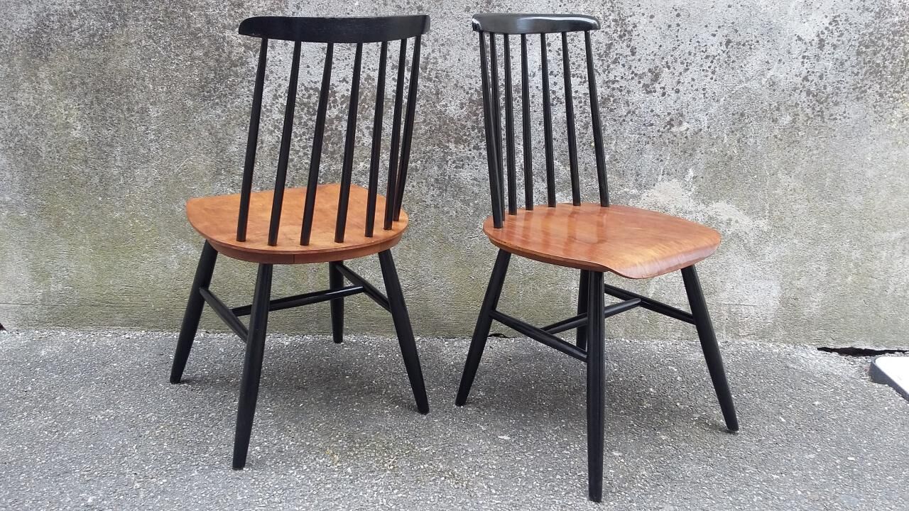 two vintage Scandinavian bistro chairs