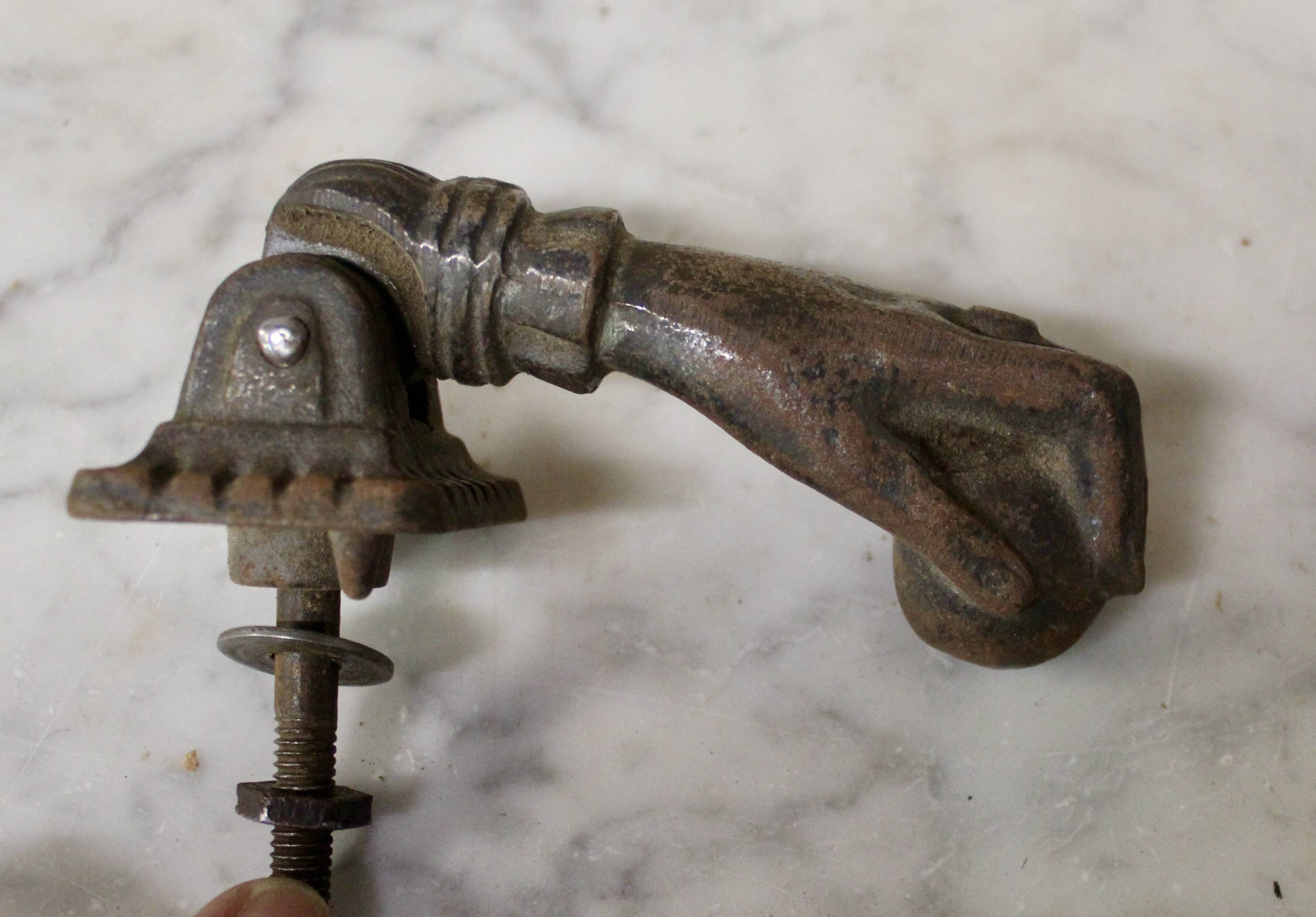 19th century cast iron door knocker, hand shape