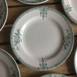 9 dessert plates Saint Amand 4003 art nouveau décor blue-green