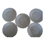 5 flat plates Alfred Hache & C°-V- White Porcelain