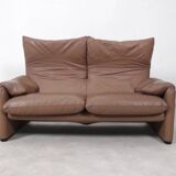 Cassina Maralunga 2 seater in mocca colored leather