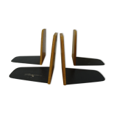 Two pairs of teak and metal bookends vintage Scandinavian style