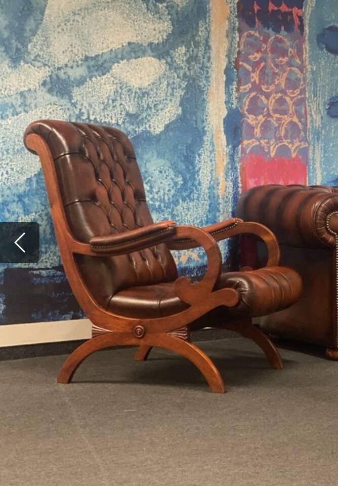 Fauteuil Chesterfield en cuir d'origine