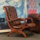 Fauteuil Chesterfield en cuir d'origine