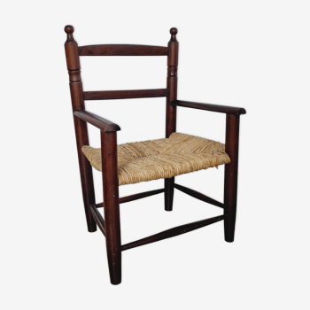 Children's chair wood and straw