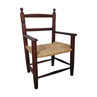 Children's chair wood and straw