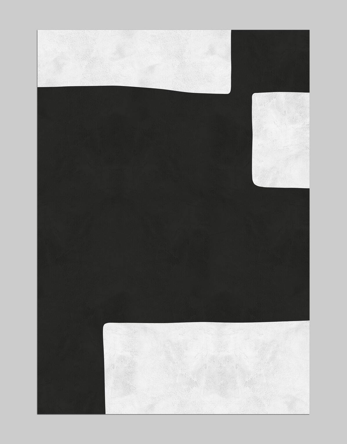 2 black and white modern art prints