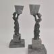 Rare bougeoirs décoratif en bronze et en pierre de savon, Finlande, Art Déco