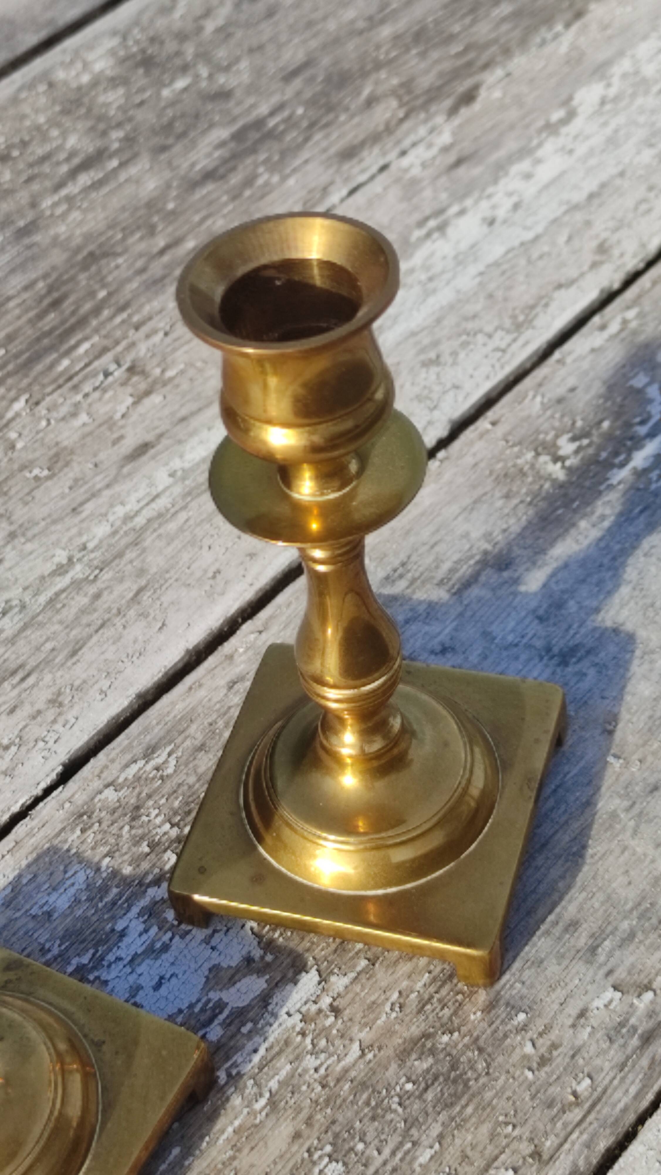 Pair of English golden candle holders