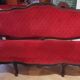 Antique Louis XV style red velvet settee